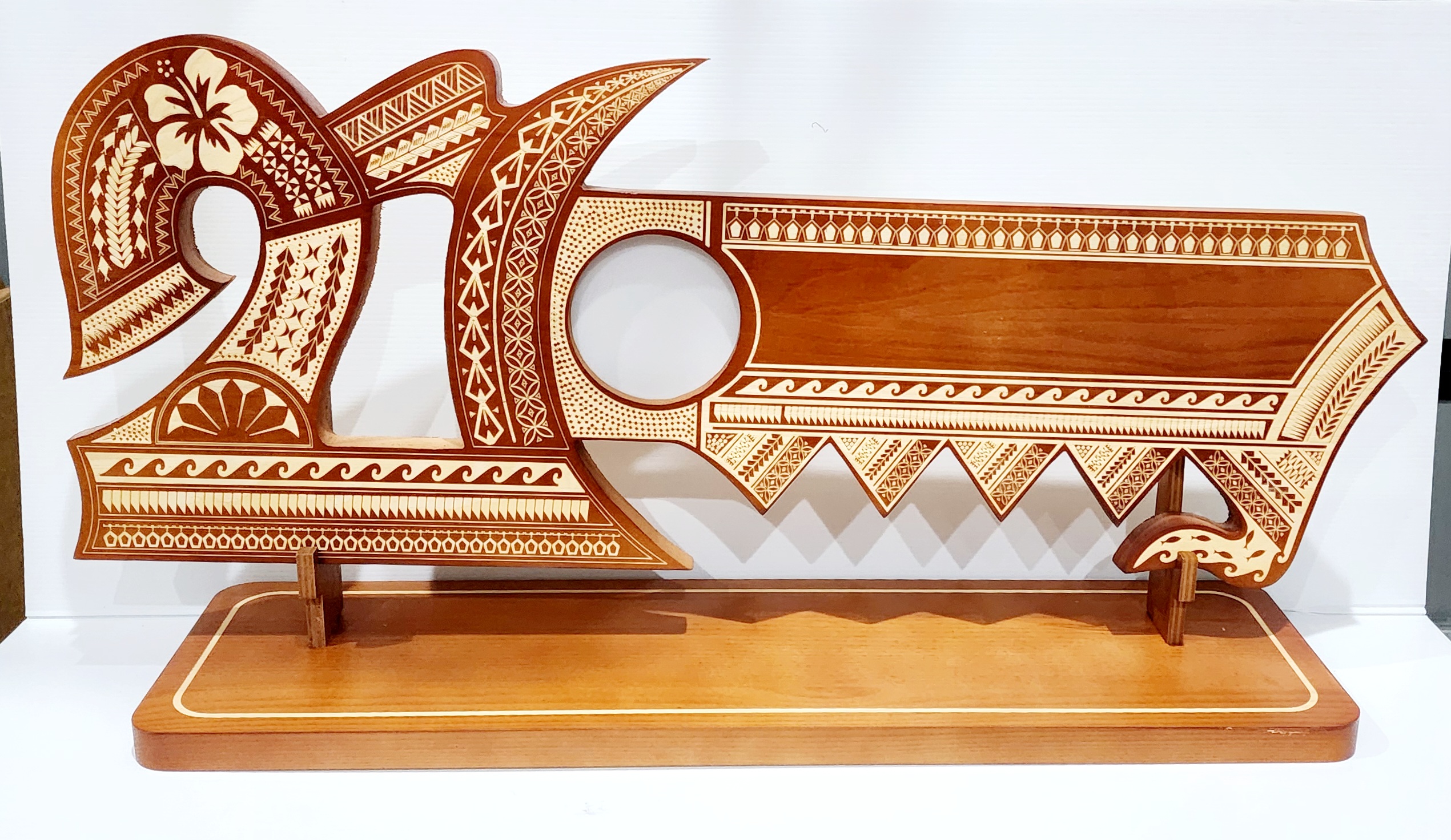 21st Wooden Key Brown Shade Island Design On Stand With Hibiscus Flower 21st Keys 