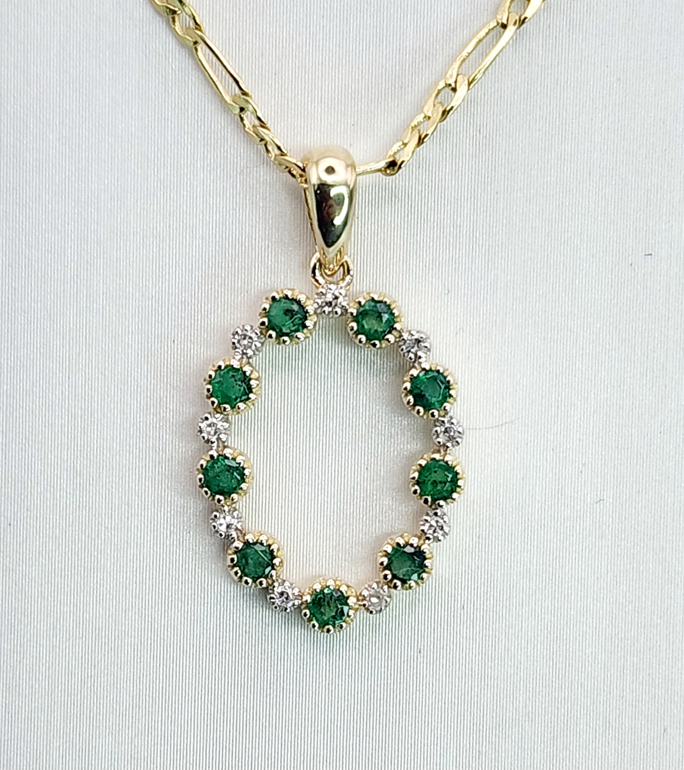 9ct Yellow Gold Oval Shaped Emerald and Diamond Pendant Gold Pendants 9ct Yellow Gold Oval Shaped Emerald and Diamond Pendant Gold Pendants