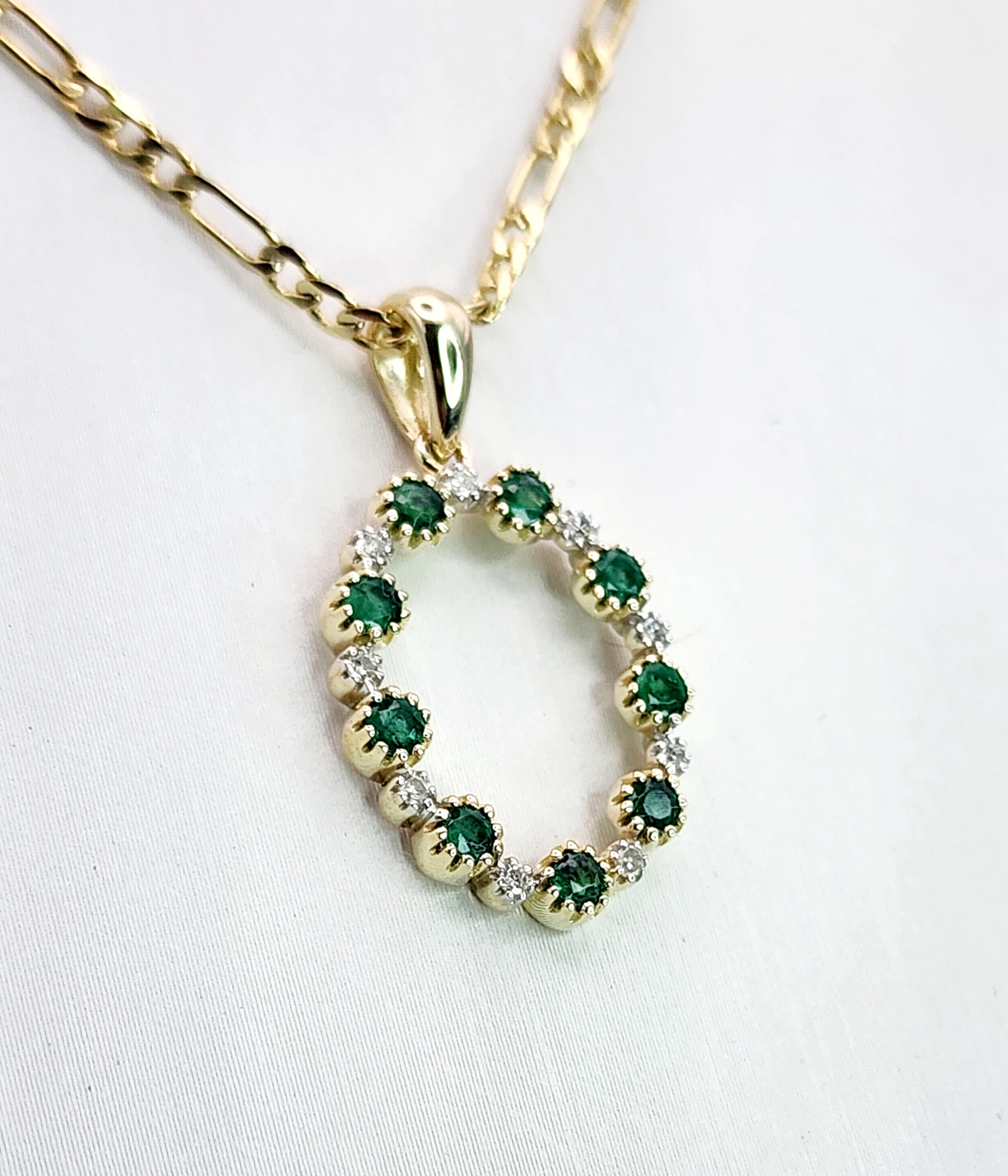 9ct Yellow Gold Oval Shaped Emerald and Diamond Pendant Gold Pendants 9ct Yellow Gold Oval Shaped Emerald and Diamond Pendant Gold Pendants