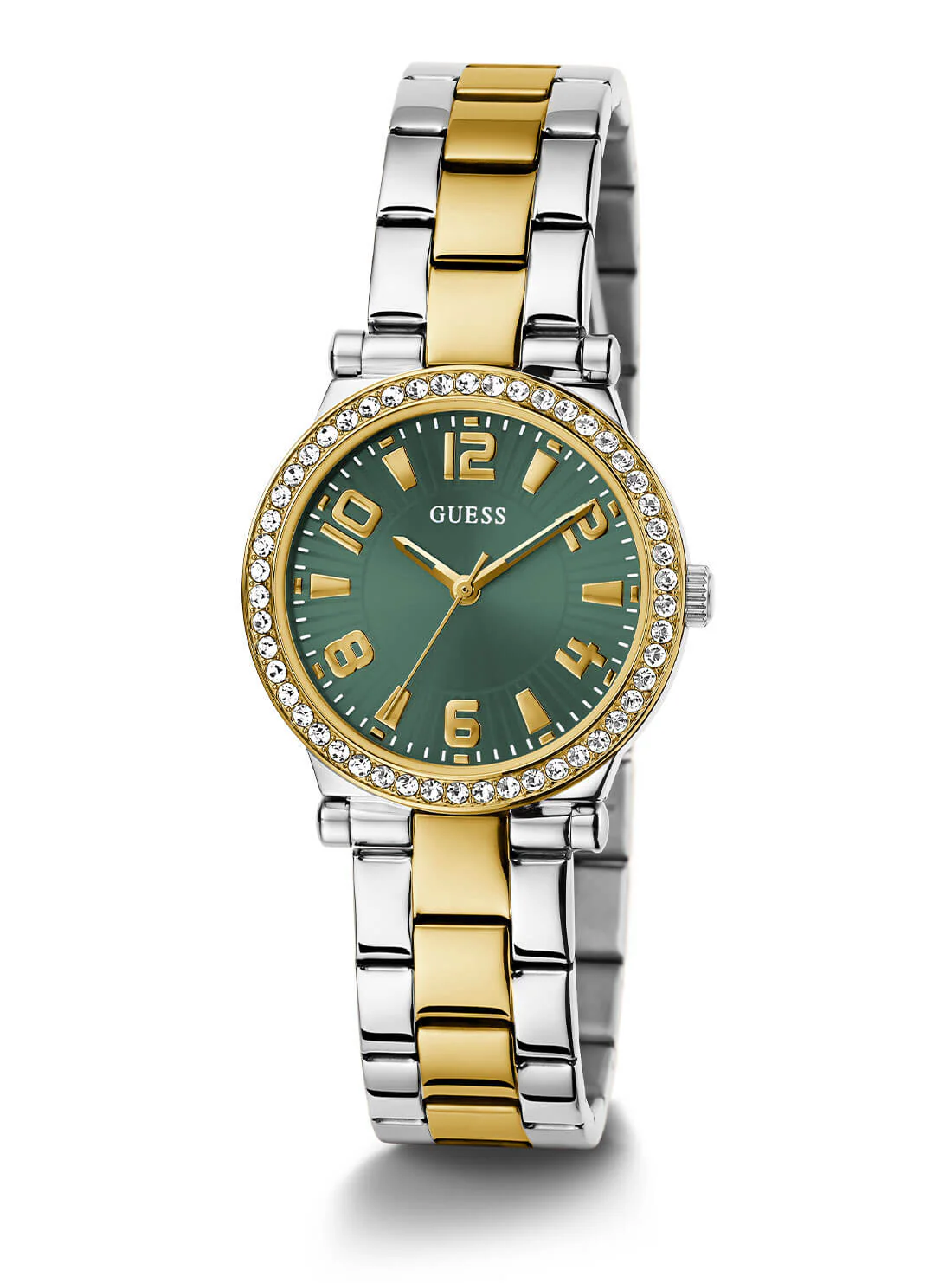 Guess Fawn Ladies Bi Tone Green Sunray Dial Watch - GW0686L2 GUESS 