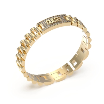 Guess Gold Tone 10mm Logo Empire Chain Bracelet GUESS JEWELLERY 