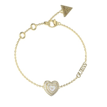 Guess Gold Tone Mother of Pearl Mini Heart Bracelet GUESS JEWELLERY 