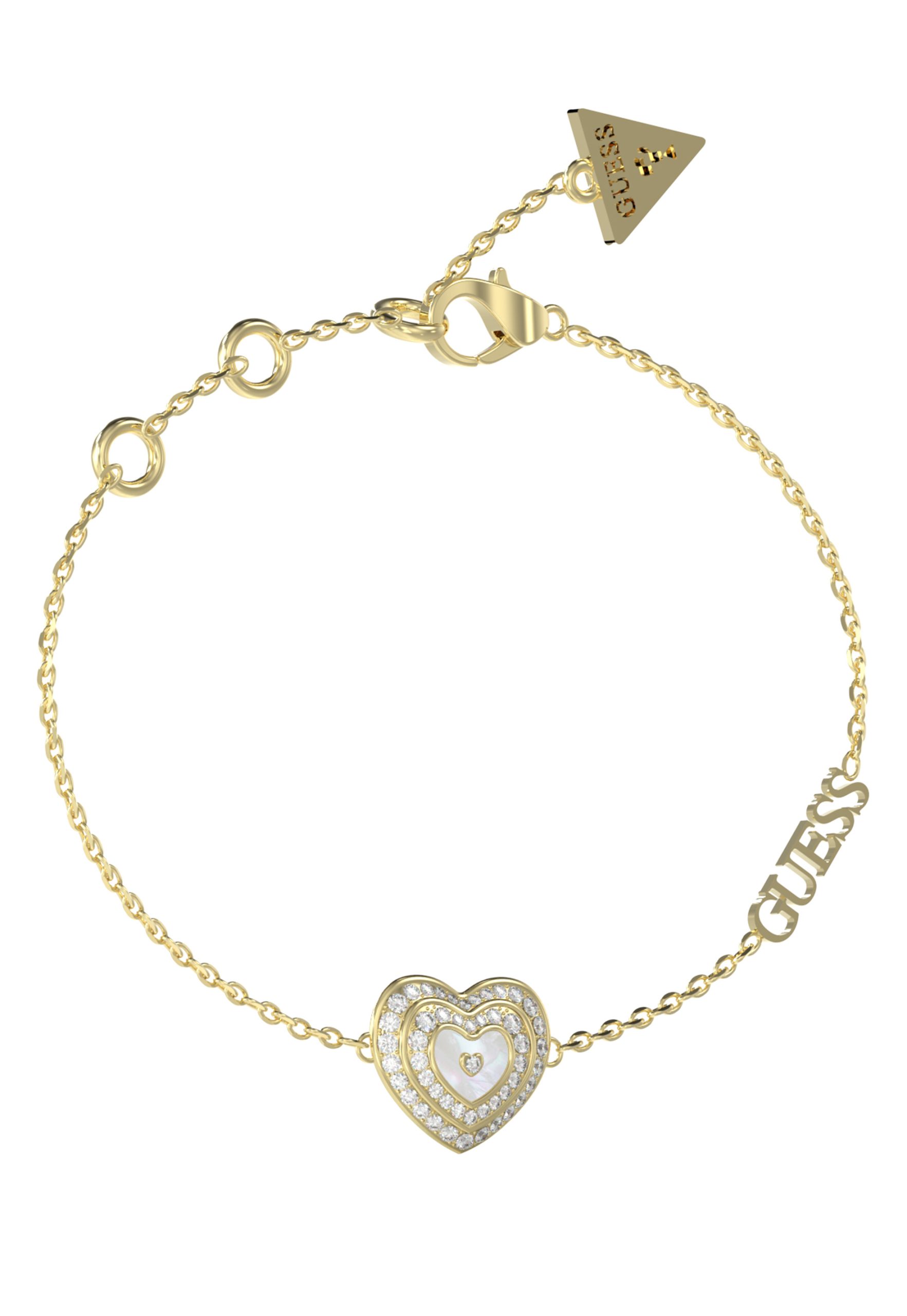 Guess Gold Tone Mother of Pearl Mini Heart Bracelet GUESS JEWELLERY 