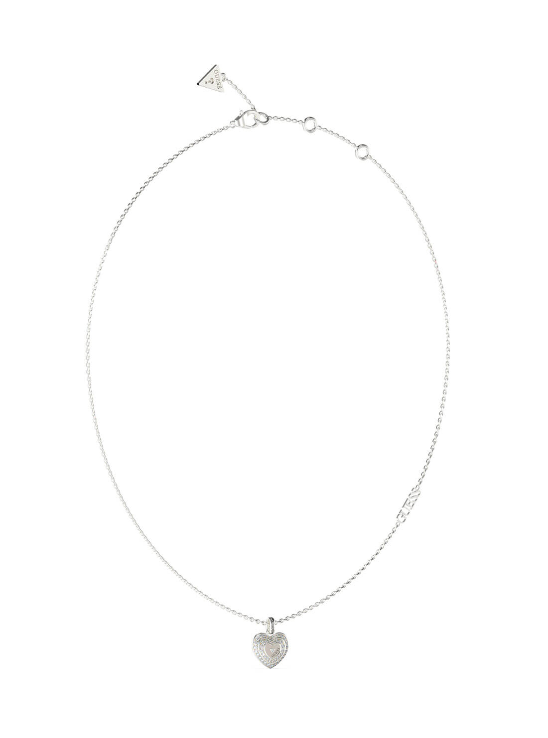 Guess 16"-18" Silver Amami Crystals Heart Necklace GUESS JEWELLERY 