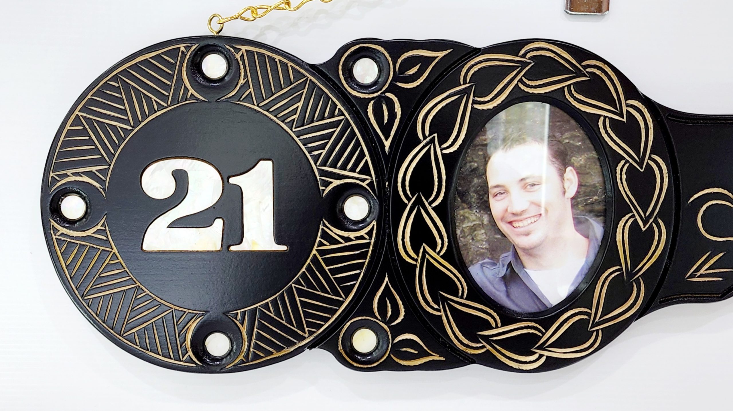 21st Hand Carved Island Design Key with Mother of Pearl "21" Inlay 21st Keys 21st Hand Carved Island Design Key with Mother of Pearl "21" Inlay 21st Keys