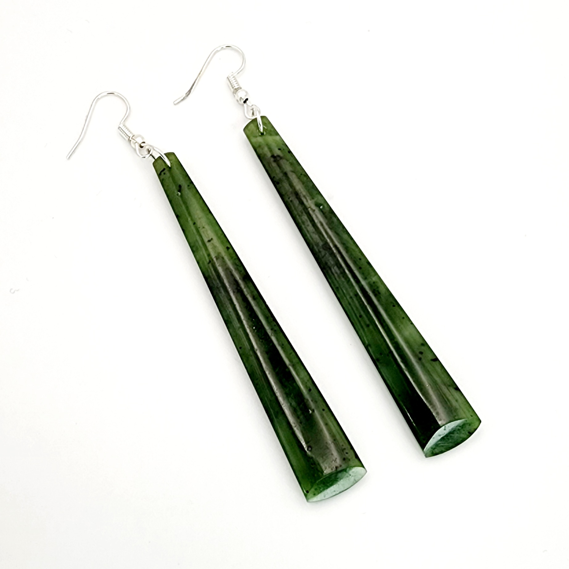 New Zealand Greenstone Drop Earrings with Sterling Silver Hooks SKU-DROP EARRINGS 01 DLZ Greenstone?Jewellery 