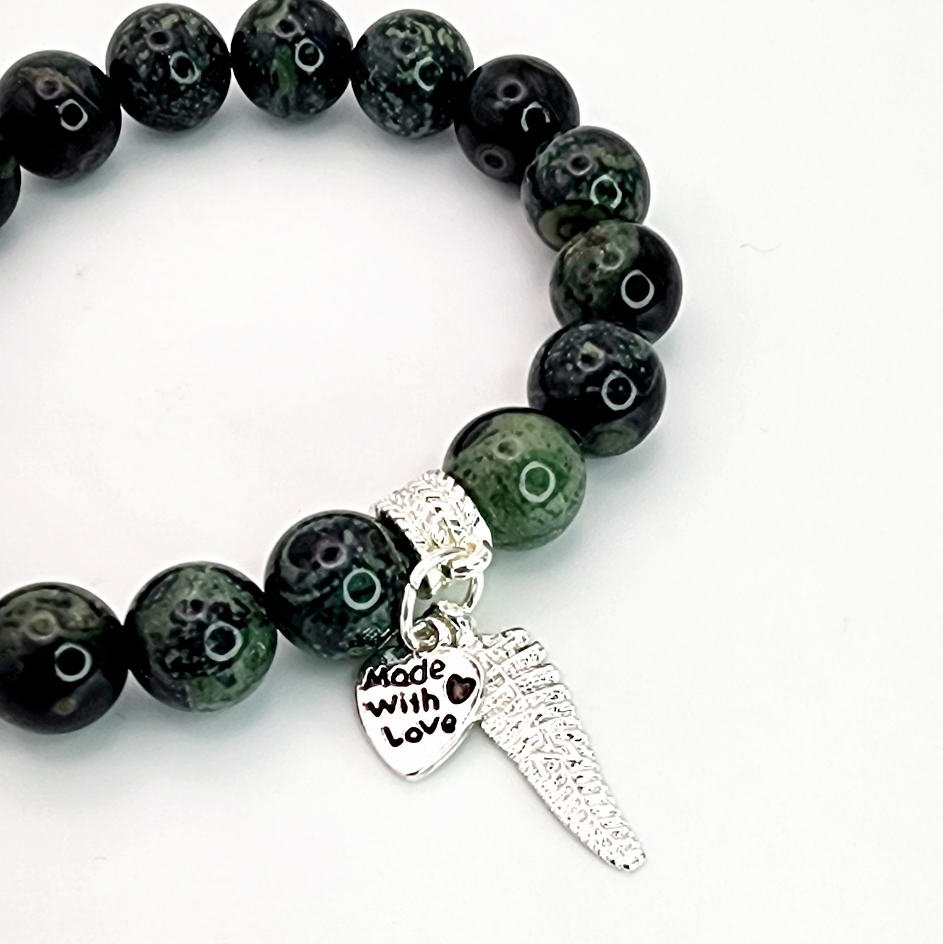 New Zealand Greenstone Pounamu Aroha Bead Bracelet with Dangle Charm SKU-NFB1 Greenstone?Jewellery New Zealand Greenstone Pounamu Aroha Bead Bracelet with Dangle Charm SKU-NFB1 Greenstone?Jewellery