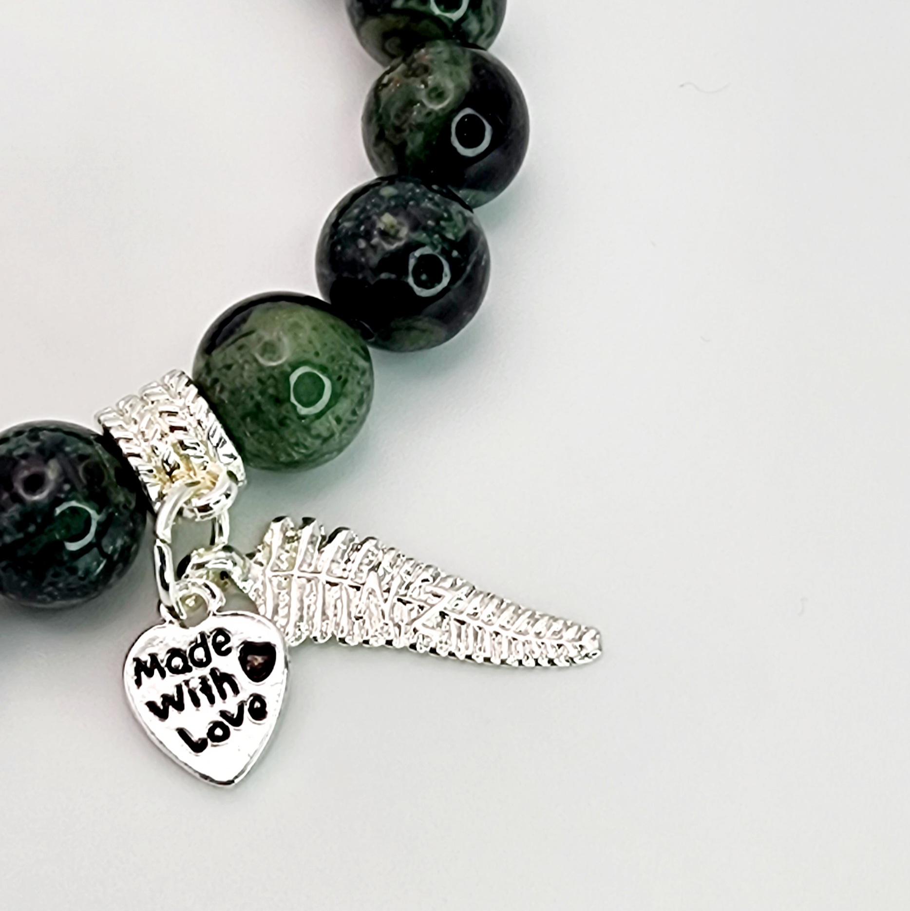 New Zealand Greenstone Pounamu Aroha Bead Bracelet with Dangle Charm SKU-NFB1 Greenstone?Jewellery New Zealand Greenstone Pounamu Aroha Bead Bracelet with Dangle Charm SKU-NFB1 Greenstone?Jewellery