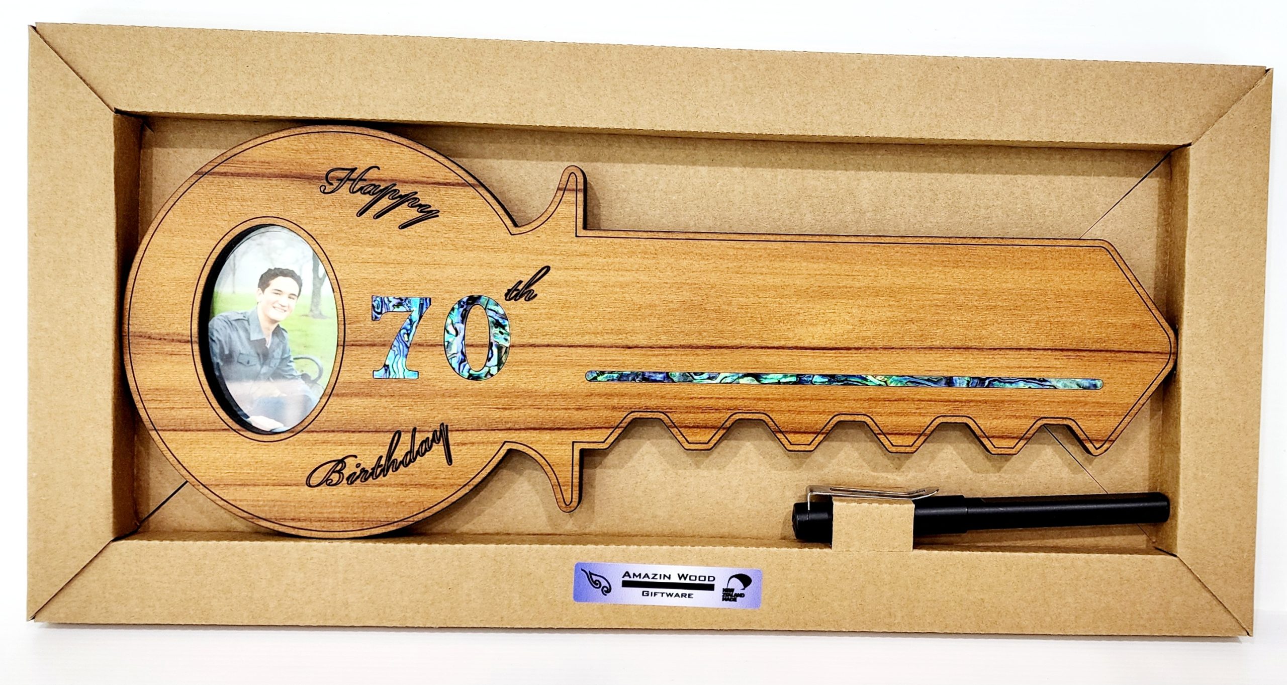 70th Key with Paua Inlay & Oval Picture Frame 21st Keys 