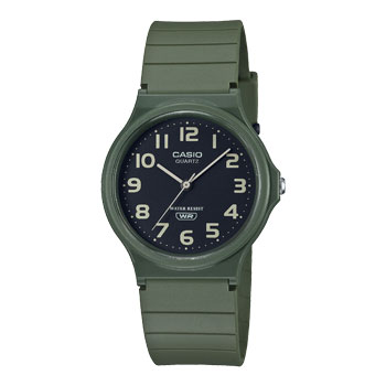 Casio Analog WR Black Dial Green Case & Resin Band - MQ24UC-3B CASIO 