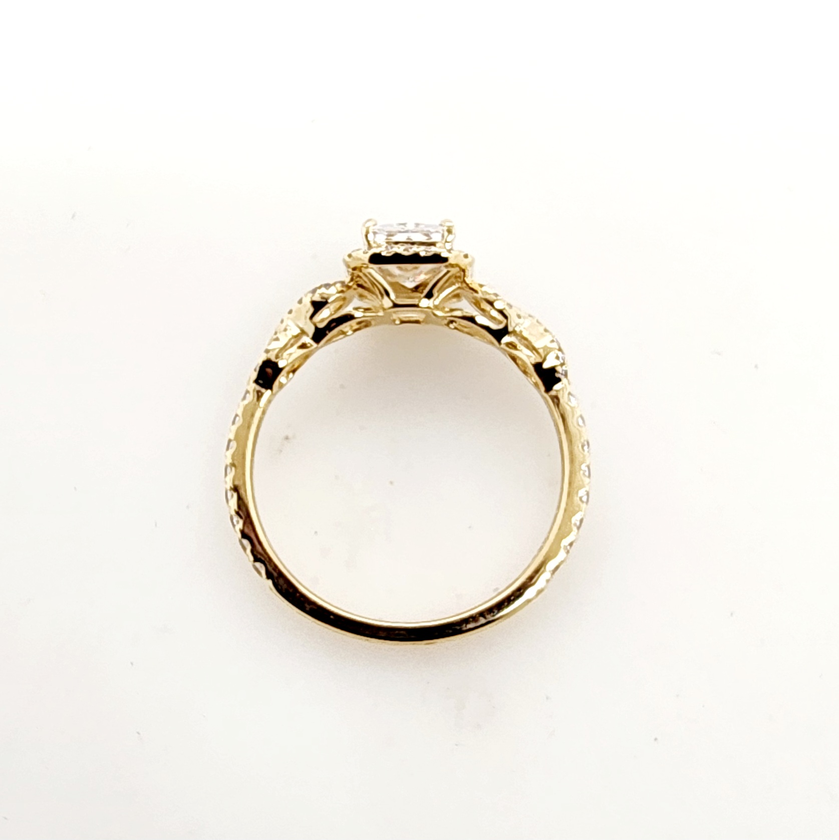 9ct Yellow Gold Emerald / Radiant Infinity Halo Cathedral Cubic Zirconia Engagement Ring Gold Rings 9ct Yellow Gold Emerald / Radiant Infinity Halo Cathedral Cubic Zirconia Engagement Ring Gold Rings