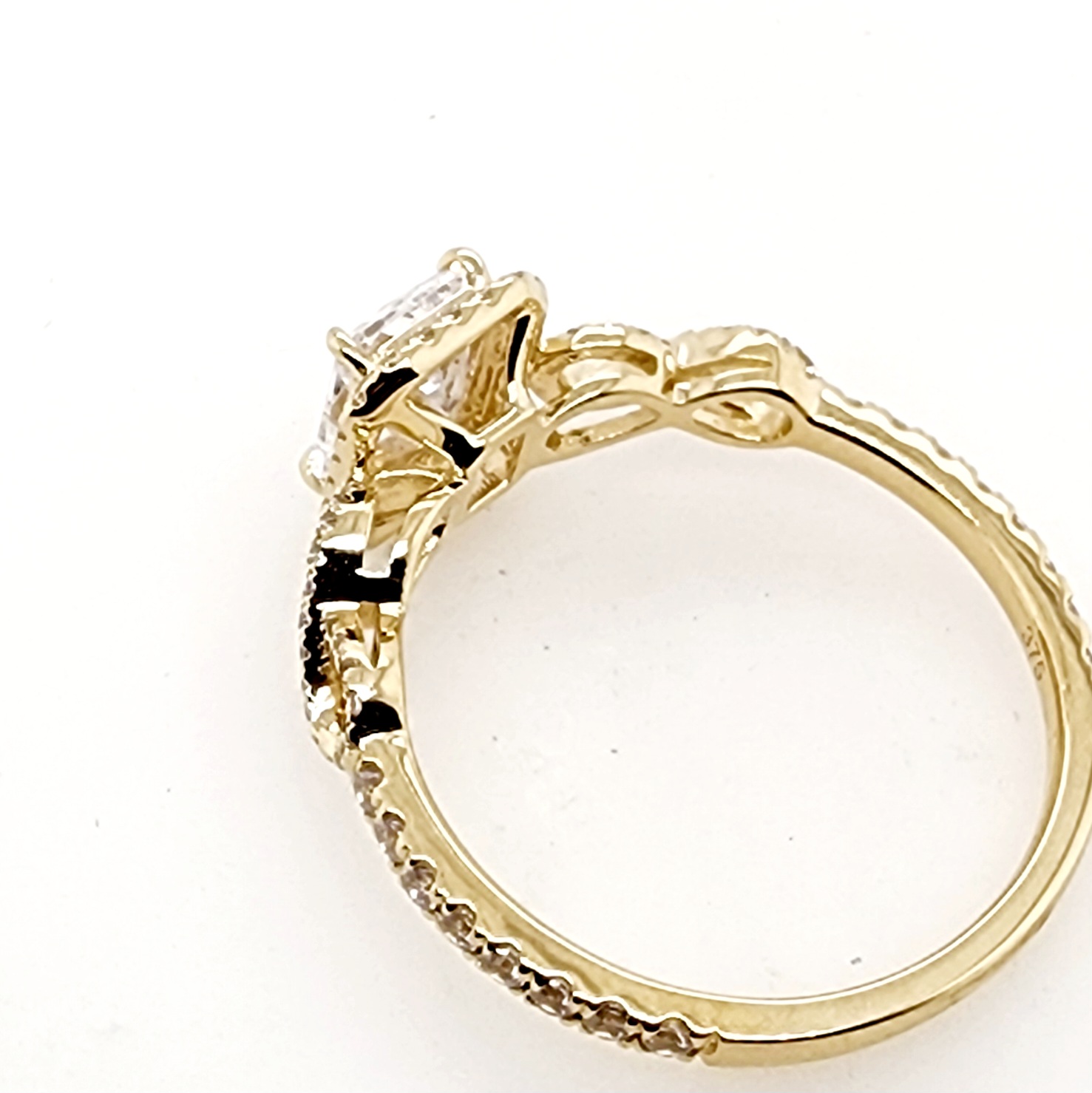 9ct Yellow Gold Emerald / Radiant Infinity Halo Cathedral Cubic Zirconia Engagement Ring Gold Rings 9ct Yellow Gold Emerald / Radiant Infinity Halo Cathedral Cubic Zirconia Engagement Ring Gold Rings