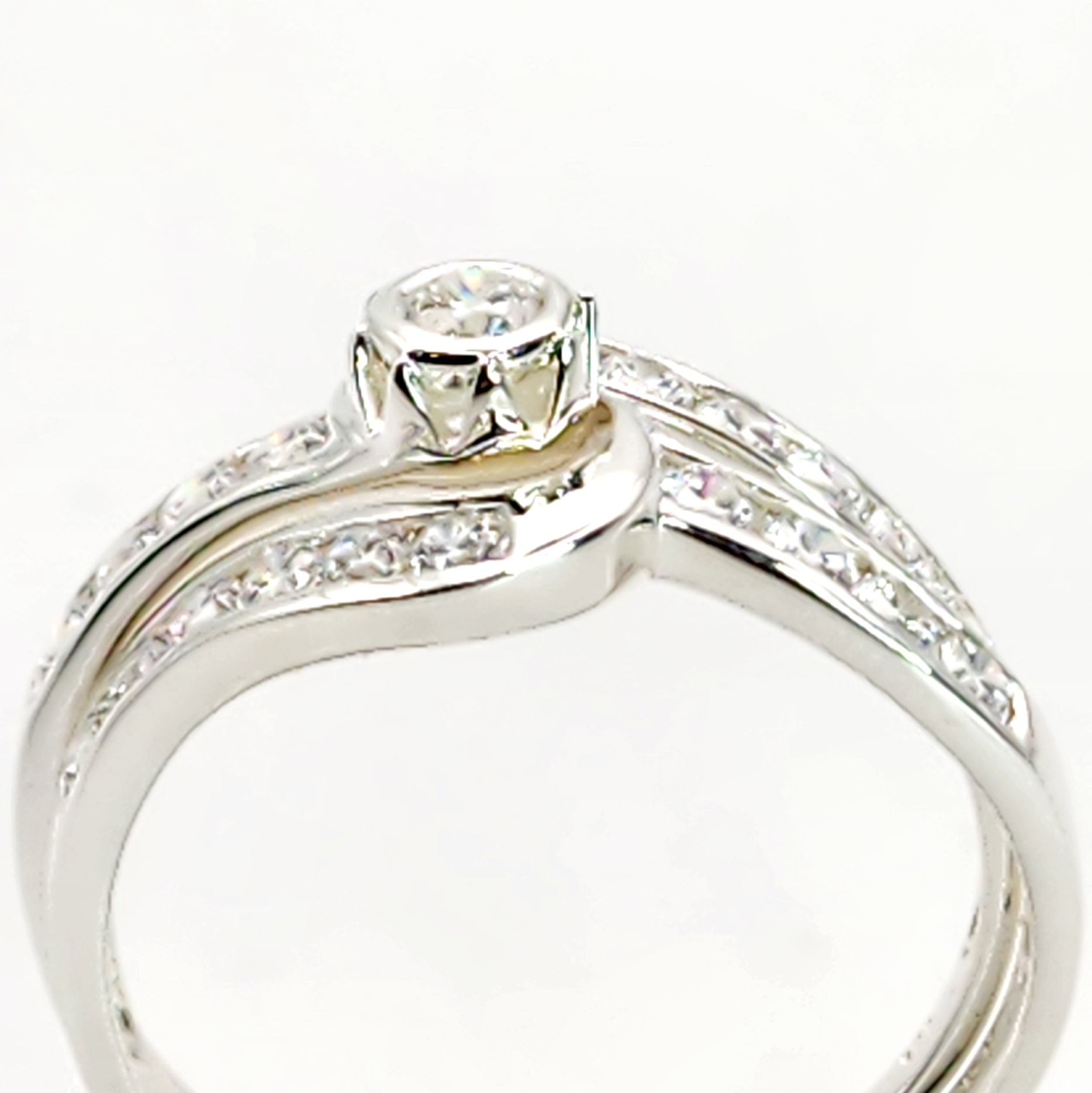 Sterling Silver 2 Piece Engagement Wedding Ring Set Channel / Rubover Setting Sterling Silver Rings Sterling Silver 2 Piece Engagement Wedding Ring Set Channel / Rubover Setting Sterling Silver Rings