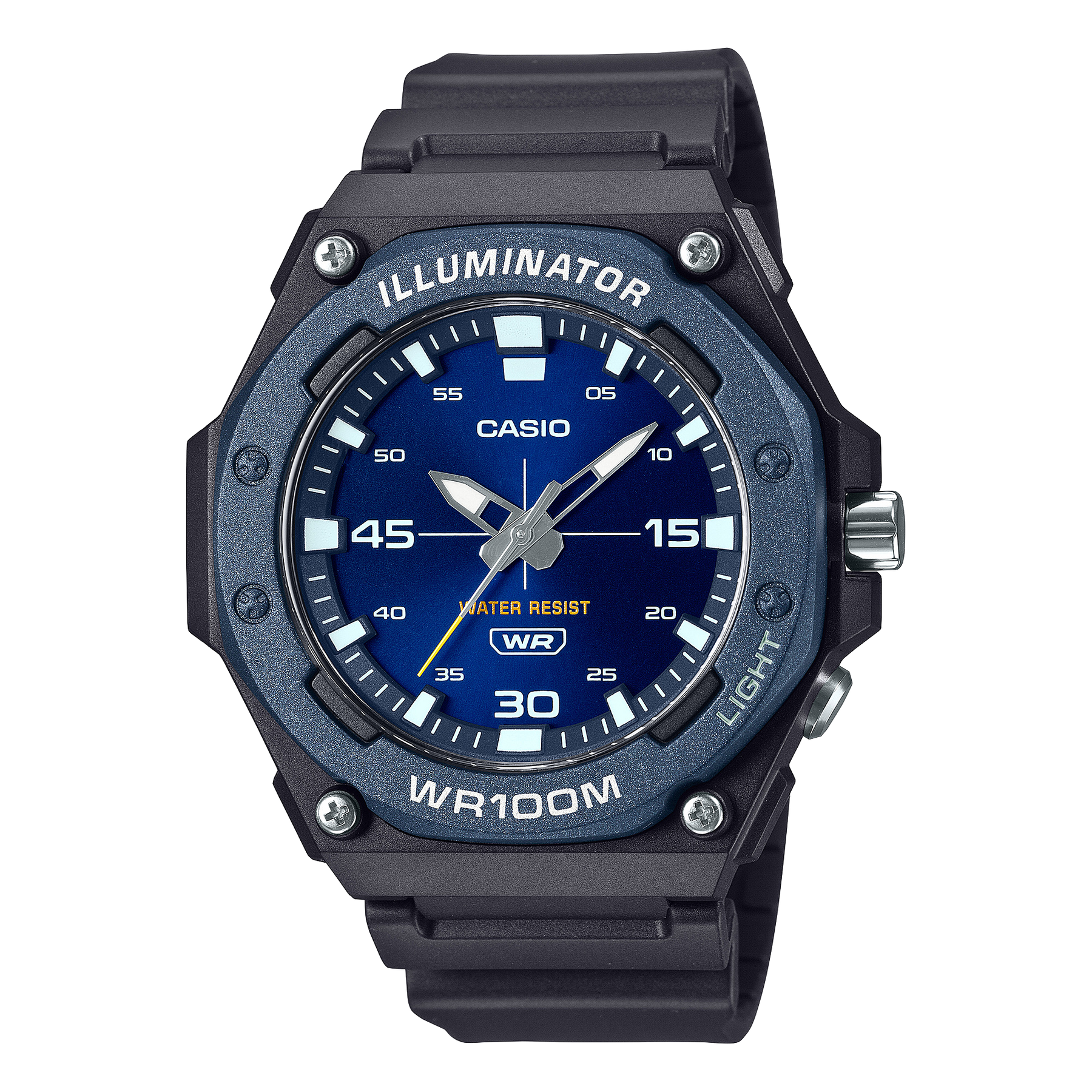 Casio Analog Heavy Duty LED Light 100M WR Blue Face Black Resin Band Watch - MW620H-2A CASIO 