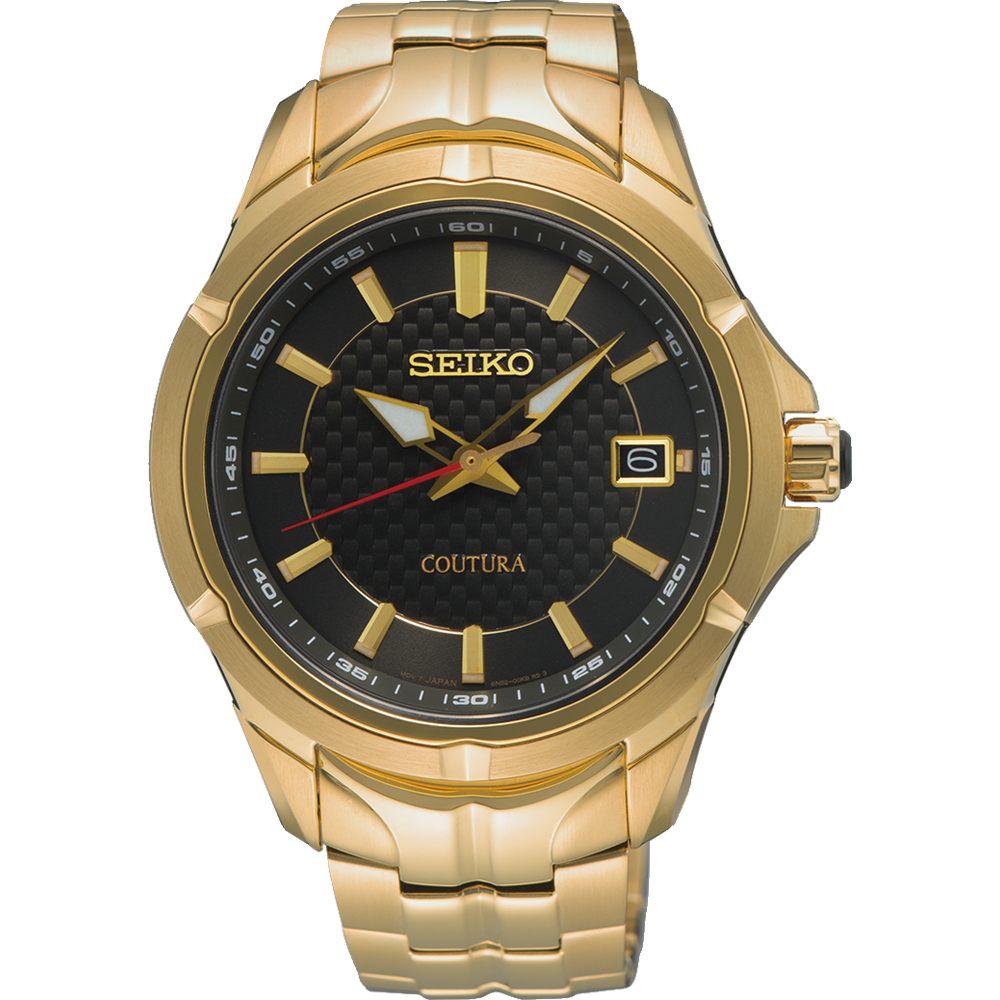 Seiko Coutura Quartz 100M WR Black Dial Gold Tone - SUR566P-9 Seiko 