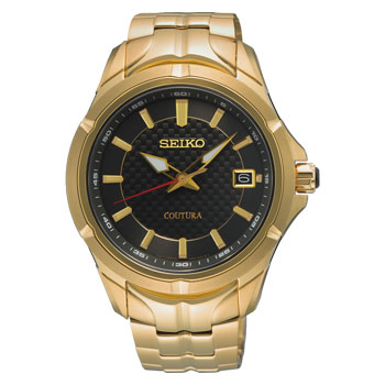 Seiko Coutura Quartz 100M WR Black Dial Gold Tone - SUR566P-9 Seiko 