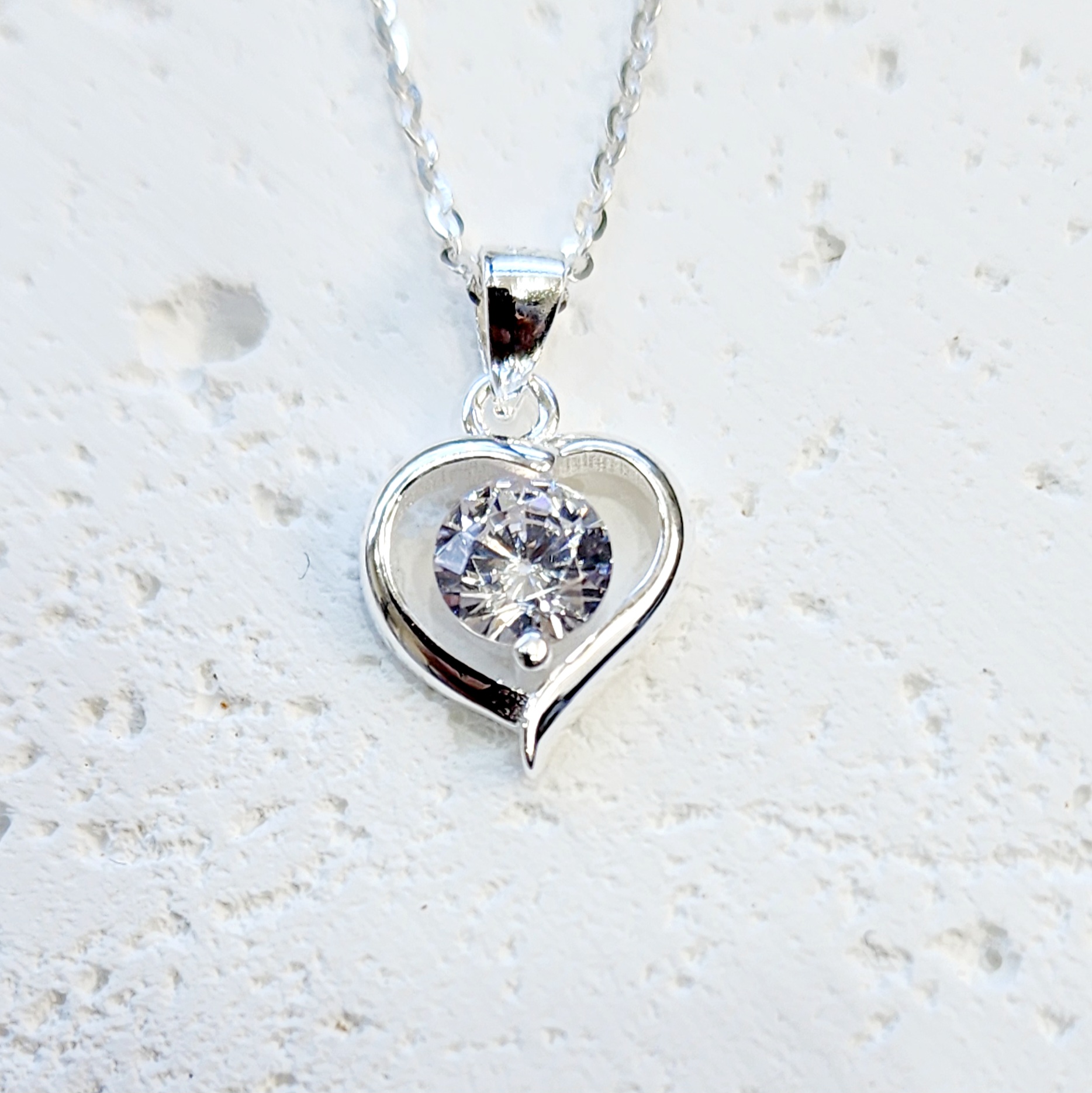 Sterling Silver Open Heart Pendant with Cubic Zirconia and Sterling Silver Chain Sterling Silver Pendants Sterling Silver Open Heart Pendant with Cubic Zirconia and Sterling Silver Chain Sterling Silver Pendants