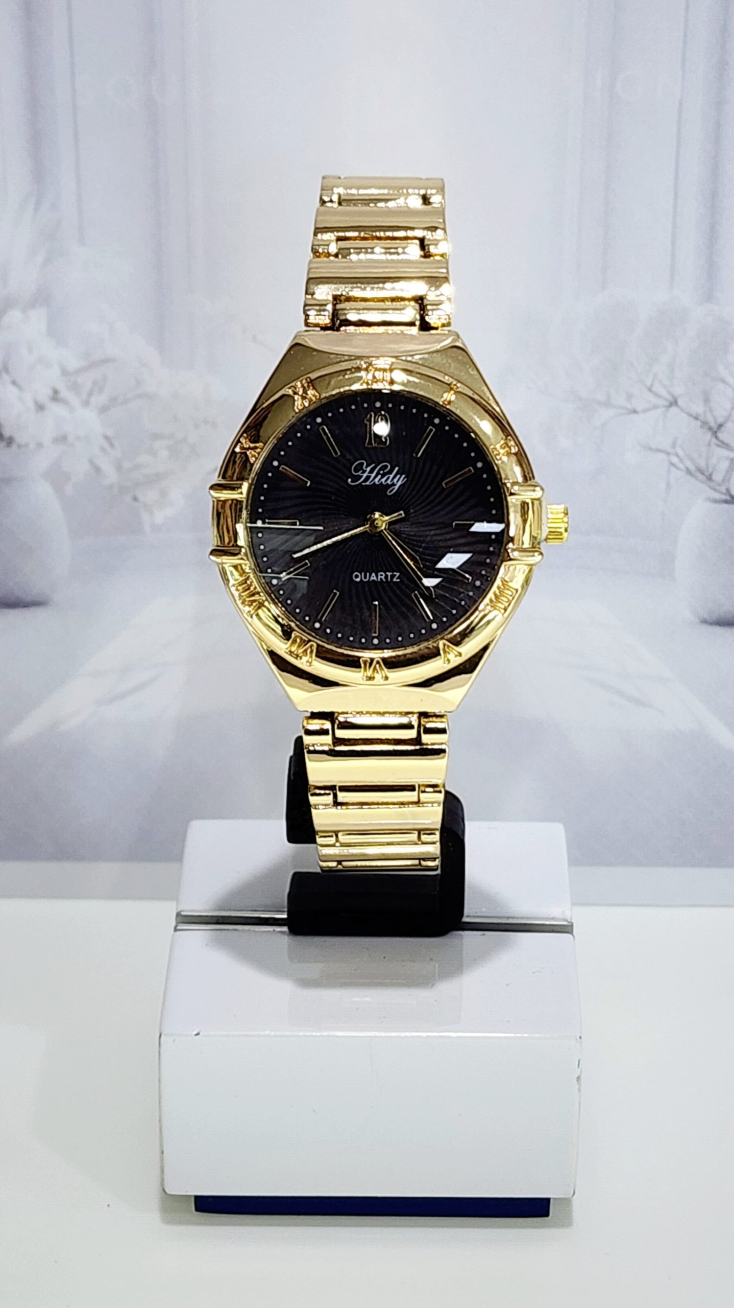 Ladies HIDY Fashion Dress Watch Gold Tone Case Black Dial Watch - Design 2402 Dress Watches 