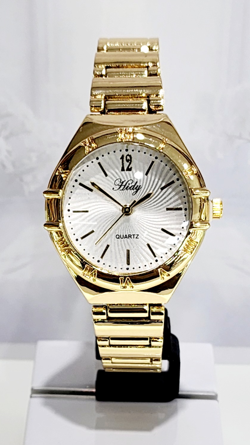 Ladies HIDY Fashion Dress Watch Gold Tone Case Silver Dial Watch - Design 2403 Dress Watches 