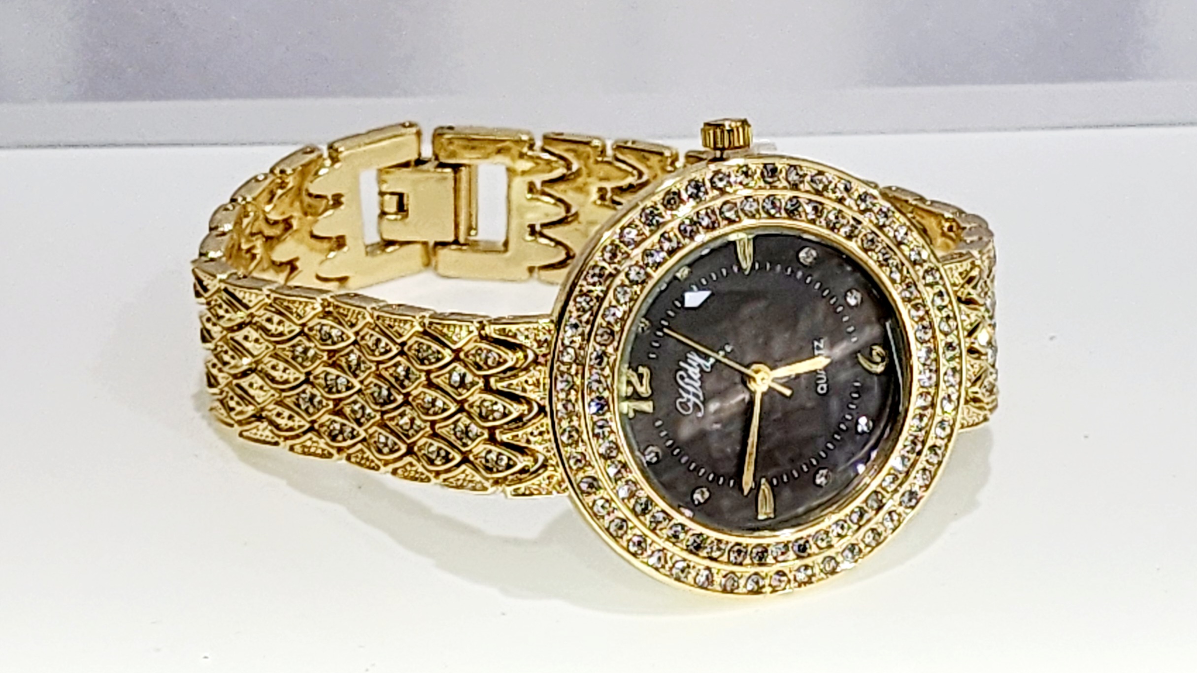 Ladies HIDY Fashion Dress Watch Gold Tone Case Black/Grey Dial Watch - Design 2407 Dress Watches Ladies HIDY Fashion Dress Watch Gold Tone Case Black/Grey Dial Watch - Design 2407 Dress Watches