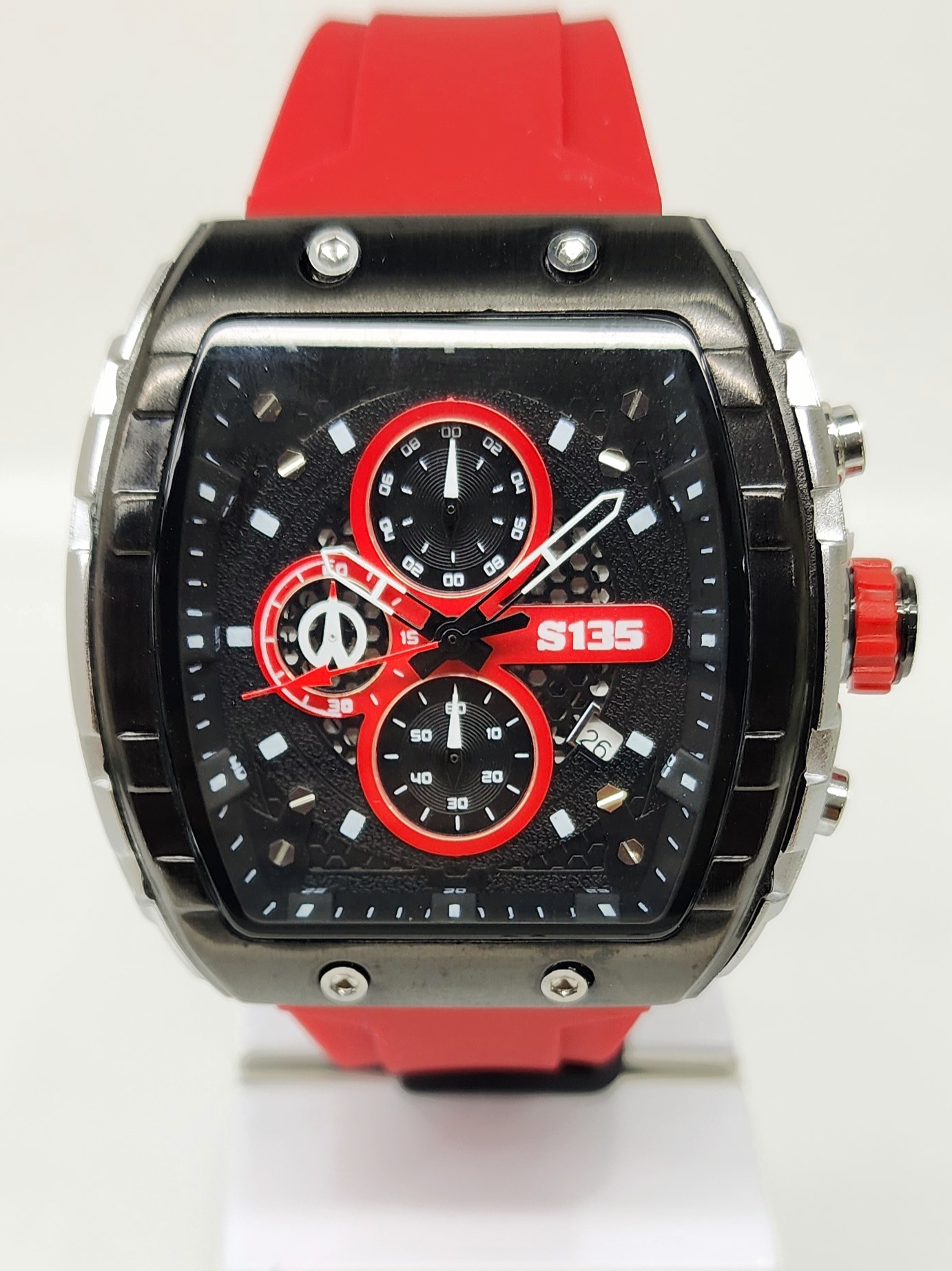 Stylish Mens Analog Rubber Strap, Multifunction Analog Red Rubber Strap, Gold/Black Case, Black Dial Quartz Watch Dress Watches Stylish Mens Analog Rubber Strap, Multifunction Analog Red Rubber Strap, Gold/Black Case, Black Dial Quartz Watch Dress Watches