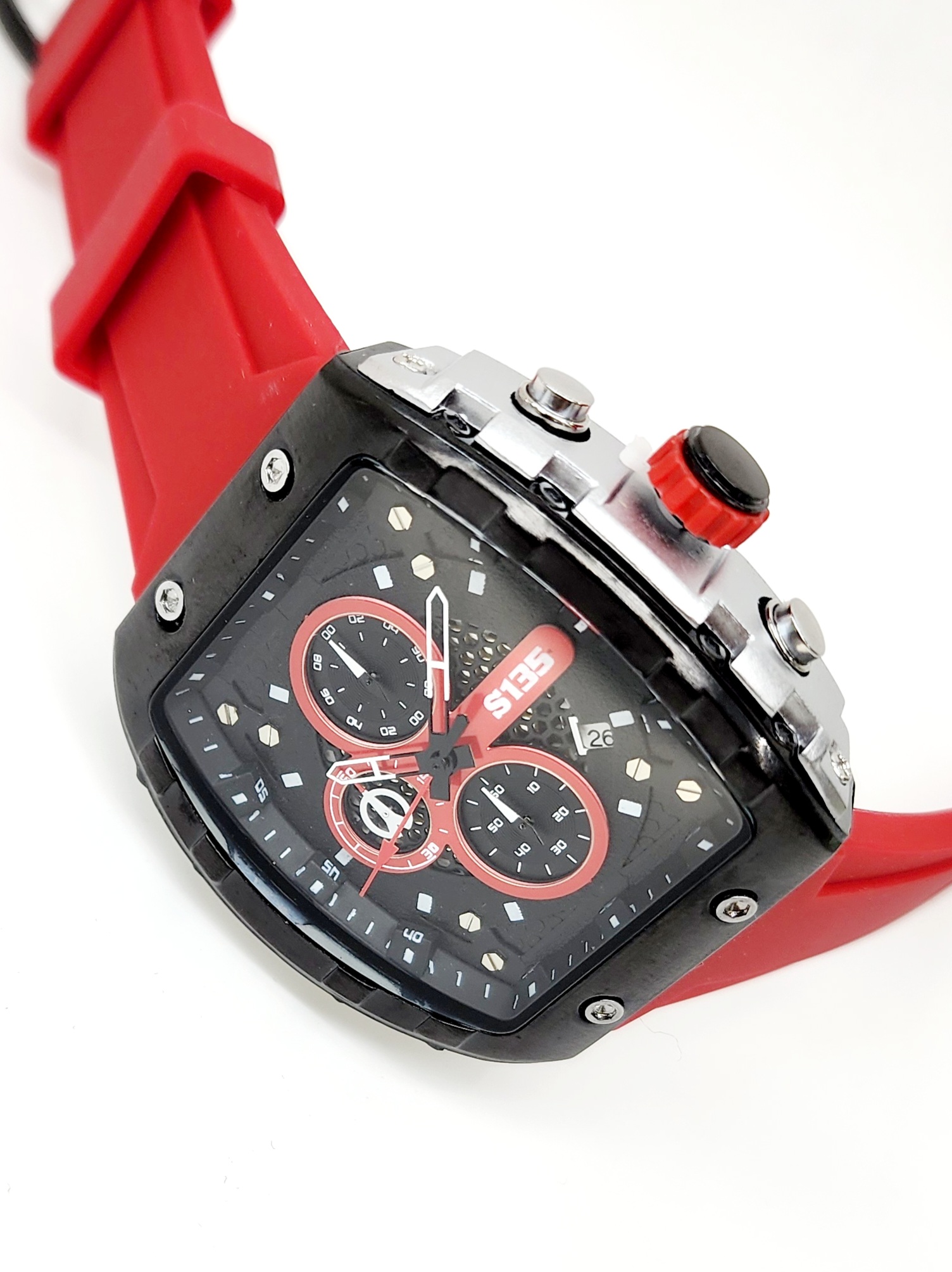 Stylish Mens Analog Rubber Strap, Multifunction Analog Red Rubber Strap, Gold/Black Case, Black Dial Quartz Watch Dress Watches Stylish Mens Analog Rubber Strap, Multifunction Analog Red Rubber Strap, Gold/Black Case, Black Dial Quartz Watch Dress Watches