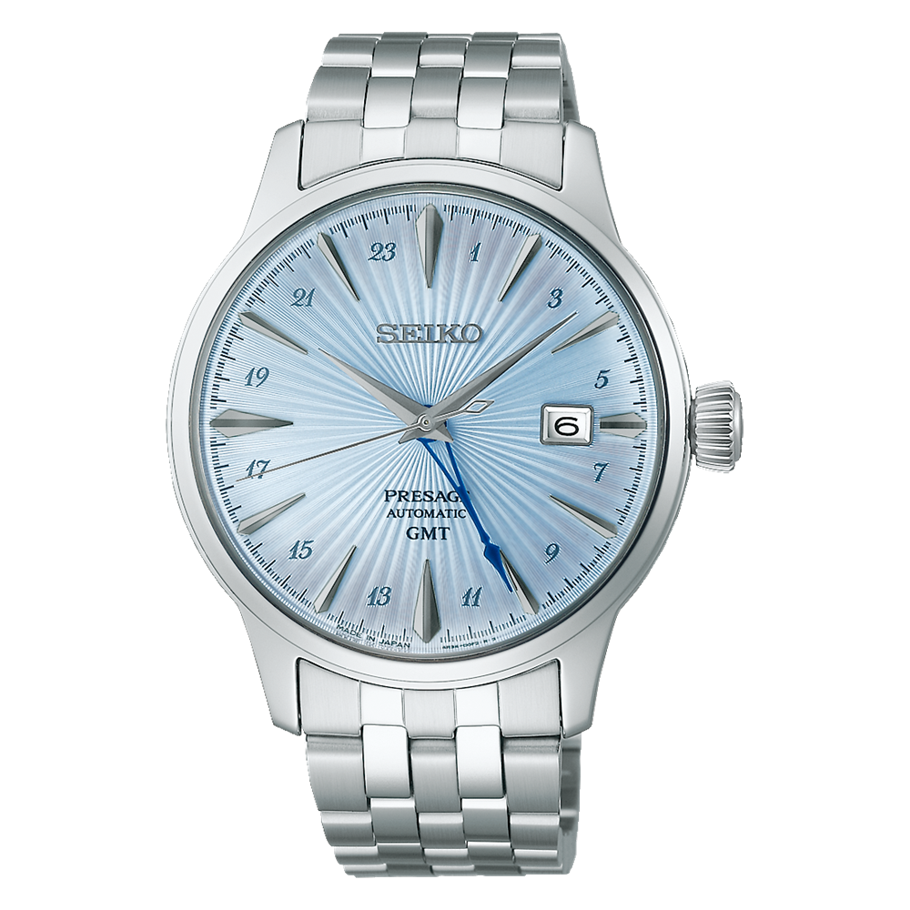 Seiko Presage Automatic GMT Light Blue Dial Watch - SSK037J1 Seiko 