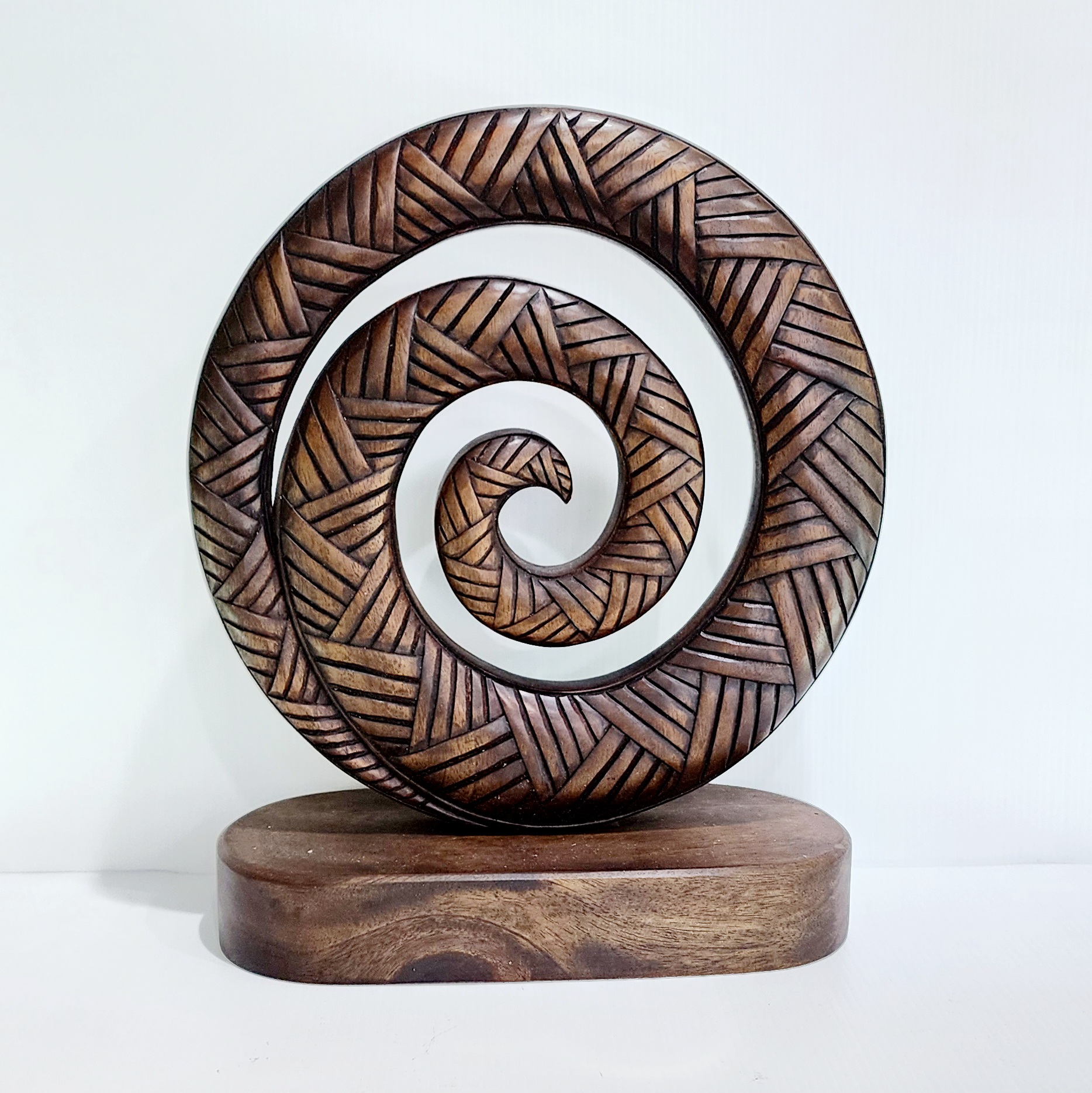 Wooden Carved Koru On Base 320mm High NIXON, WATCH 