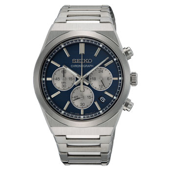 Seiko Quartz Gents Chronograph 100m WR Stainless Steel Case & Band Watch - SSB453P1 Seiko 