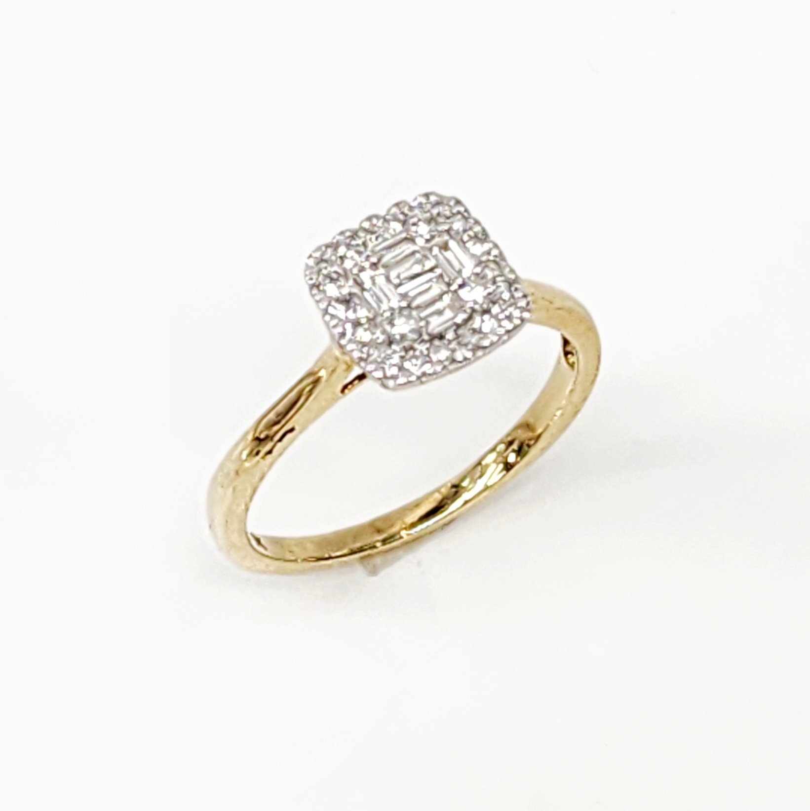 9ct Yellow Gold 0.25ct Diamond Cushion Shaped Shaped Cluster Ring Gold Rings 