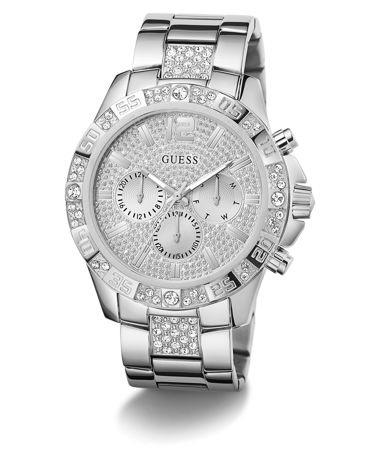 Guess Gents Majesty Crystal Set Silver Dial/Case & Band Watch - GW0796G1 GUESS 