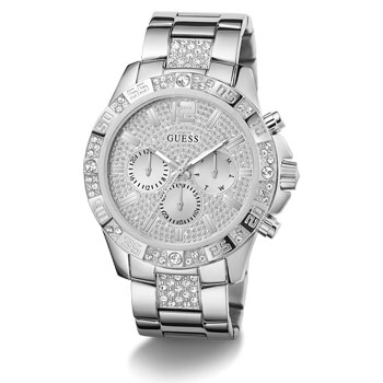 Guess Gents Majesty Crystal Set Silver Dial/Case & Band Watch - GW0796G1 GUESS 