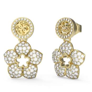 Guess Gold Tone 4G & Pave Flower Pendant Drop Earrings GUESS JEWELLERY 