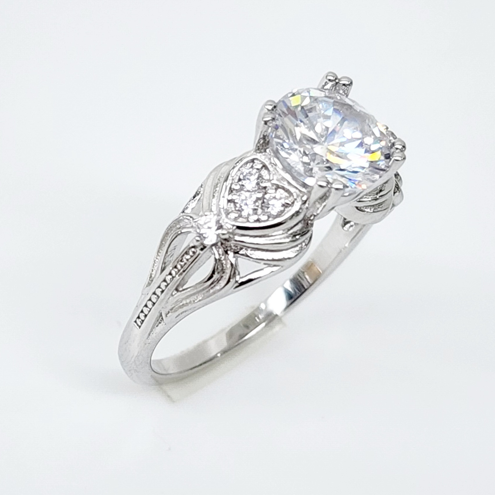 Sterling Silver Engagement/Dress Ring With Cubic Zirconia Setting Sterling Silver Rings Sterling Silver Engagement/Dress Ring With Cubic Zirconia Setting Sterling Silver Rings