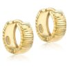 9ct Yellow Gold Carissima Huggie Hoop Earrings with Cross Striped Hoop Earrings 6 x 15.5mm