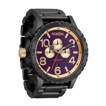 NIXON 51-30 Chrono Gunmetal / Blackberry / Gold Watch -  A1389-5270-00 NIXON, WATCH 