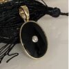 9ct Yellow Gold Black Onyx & Diamond Oval Enhancer Pendant