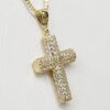 9ct Yellow Gold Cylinder Cross Pendant with CZ Front 14.70mm x 27.30mm