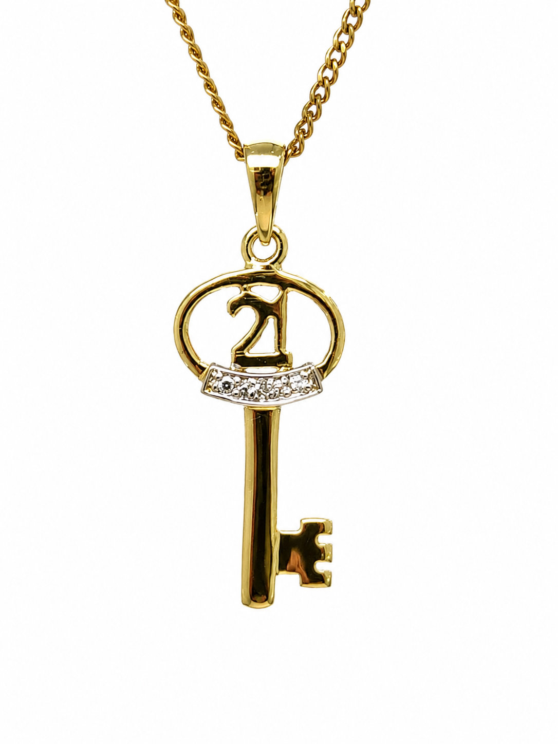 9ct Yellow Gold Diamond Set 21st Key Pendant Gold Pendants 9ct Yellow Gold Diamond Set 21st Key Pendant Gold Pendants