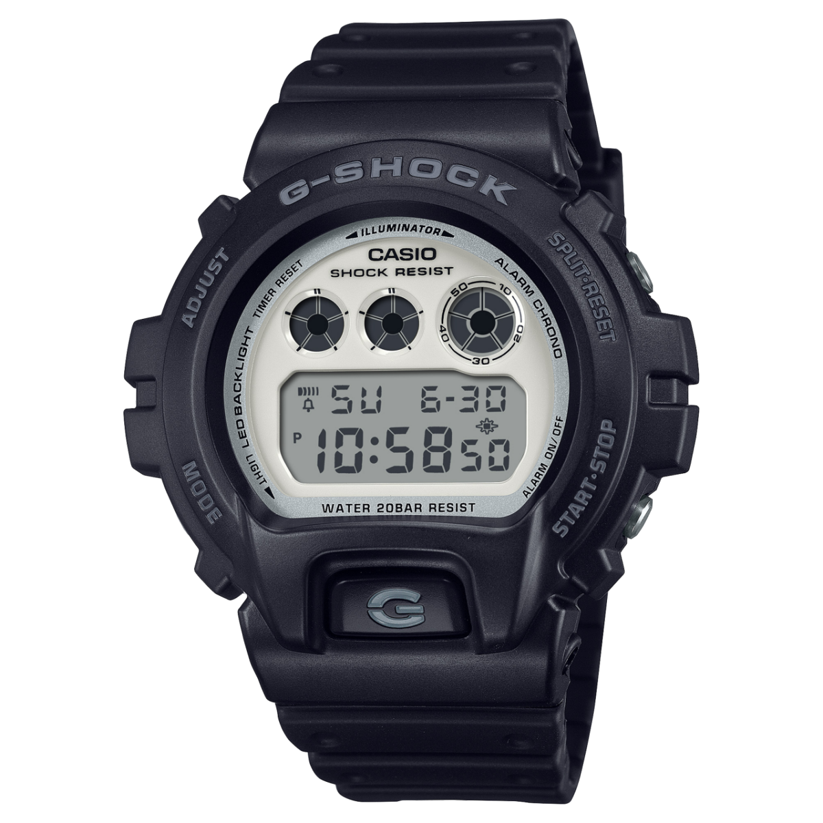 G-Shock Digital Black & White 200M WR Black Resin Band - DW6900WD-1D CASIO 