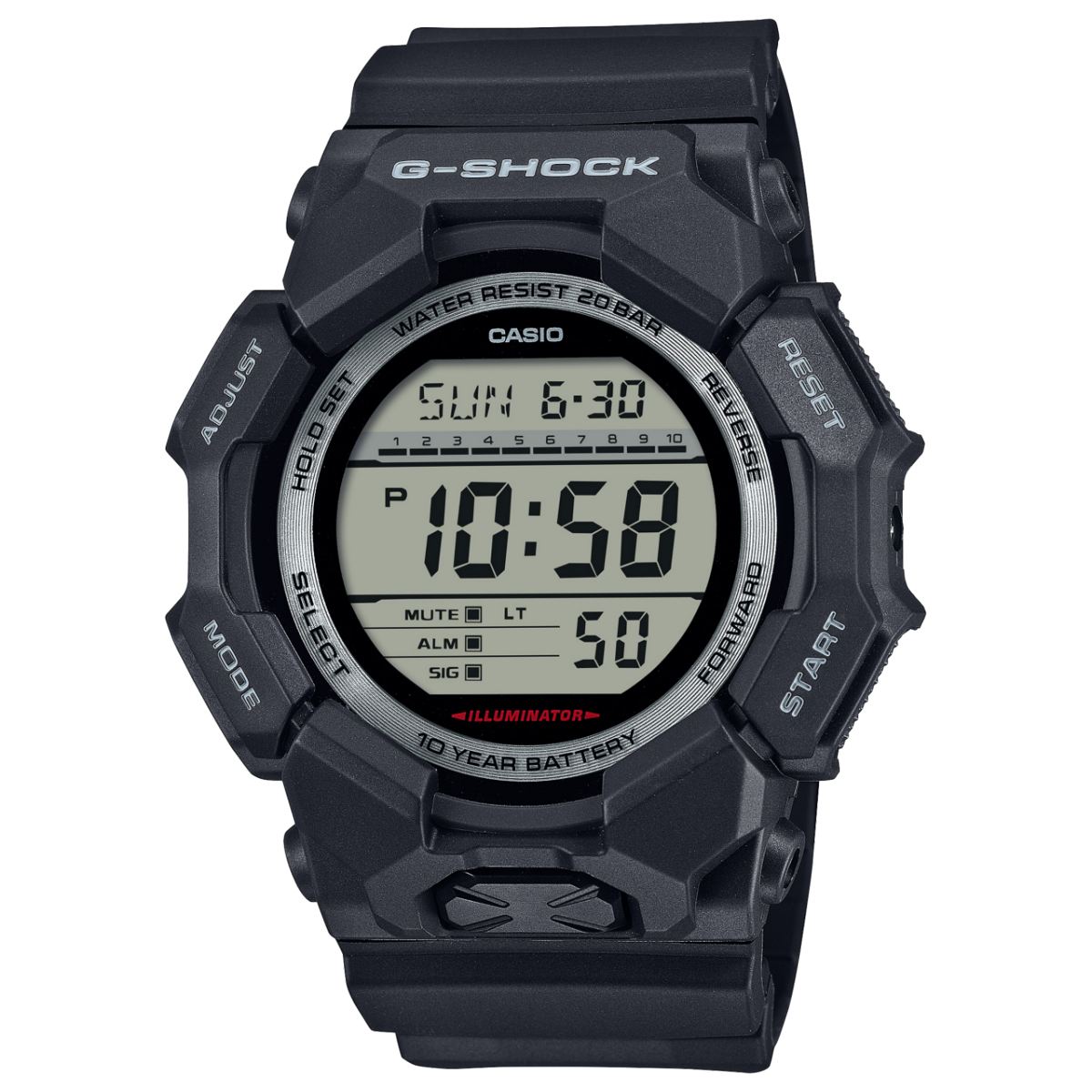 G-Shock Digital Rugged 200M WR Black Case & Resin Band - GD010-1D CASIO 