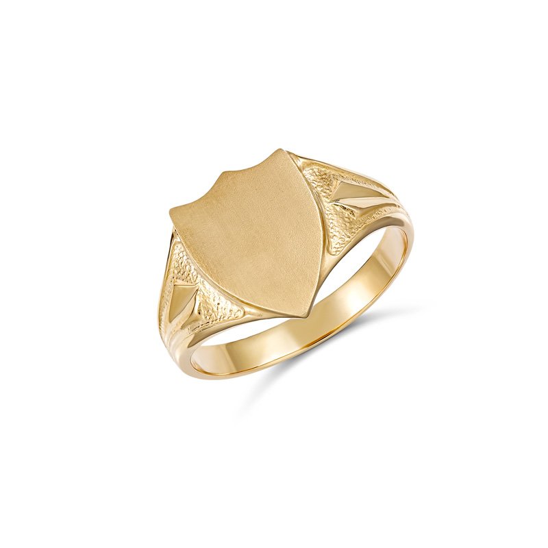 9ct Yellow Gold Matt Shield Signet Ring Gold Rings 