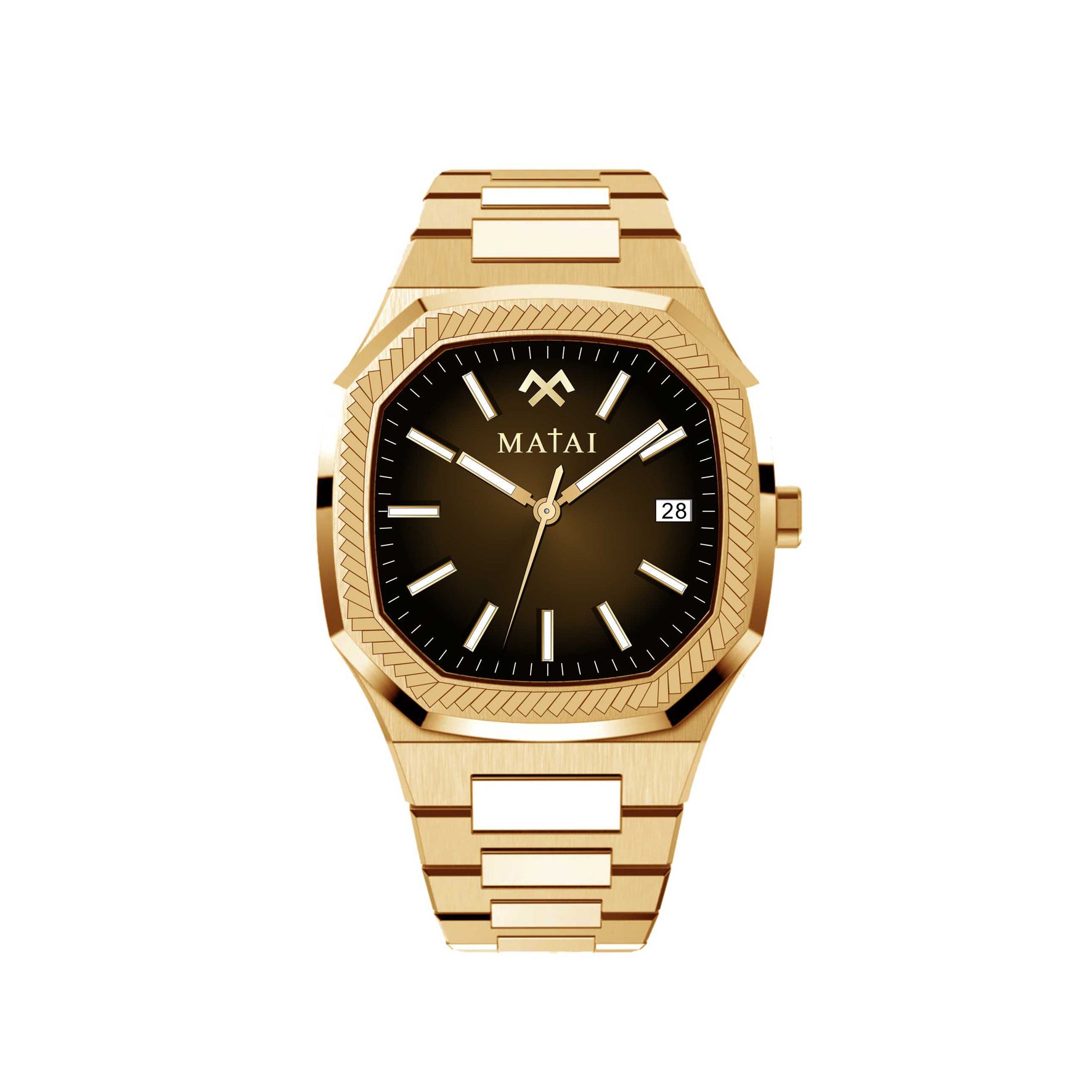 MATAI IM2 Collection 100M WR, Grad Gold Dial Gold Case & Band WATCH 