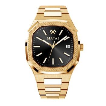 MATAI IM2 Collection 100M WR, Black Dial Gold Case & Band WATCH 