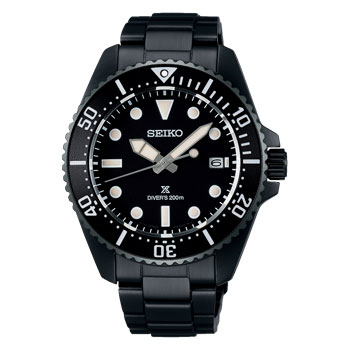 SEIKO Prospex Solar Divers 41mm in All Black Watch - SNE599P1  