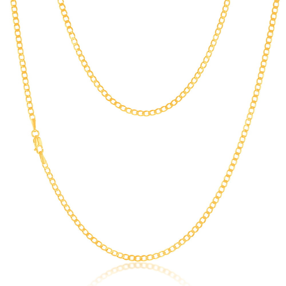 9ct Yellow Gold Superflat Light 2.0mm Cable Link Chain - 50cm Gold Chain 