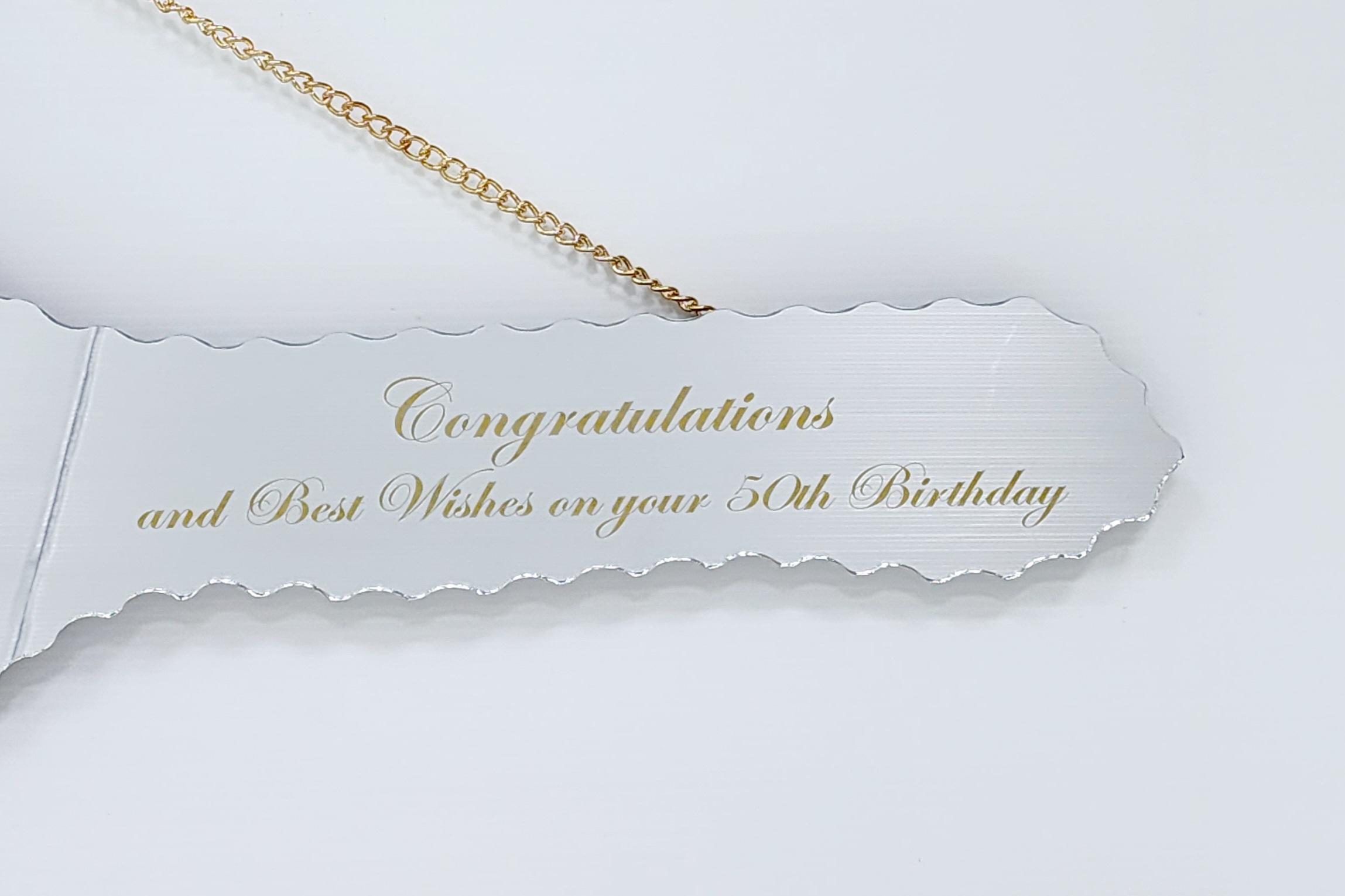 Golden Print Design Mirrored/Glass Photo 50th Birthday Key - SJ2405 21ST MIRROR KEYS Golden Print Design Mirrored/Glass Photo 50th Birthday Key - SJ2405 21ST MIRROR KEYS