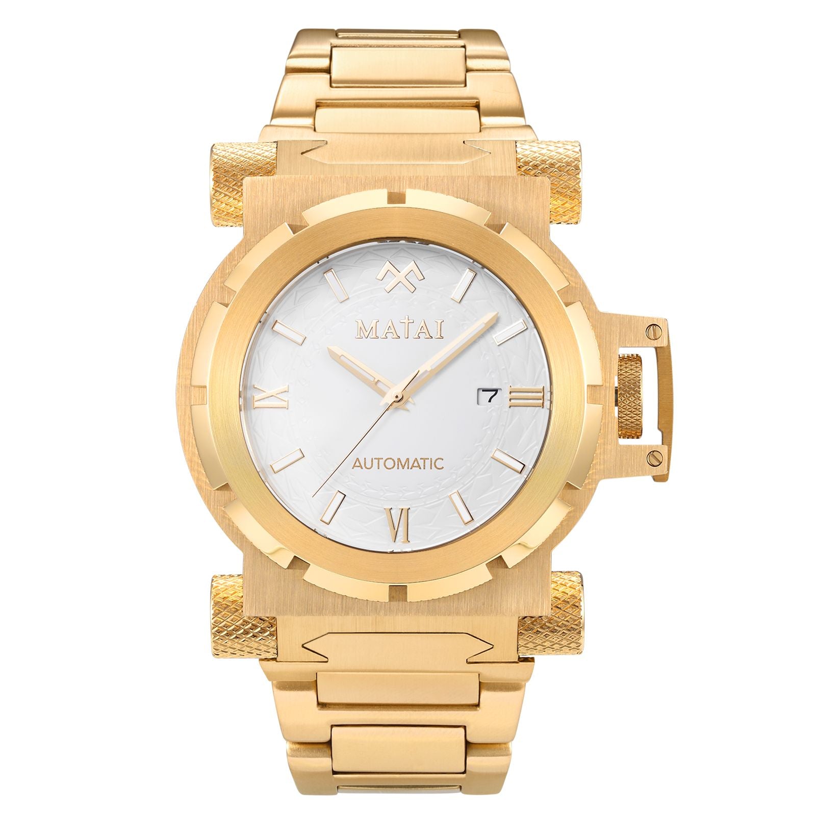 MATAI Genesis G4 SX One Automatic Gold Case & Strap, White Dial WATCH 