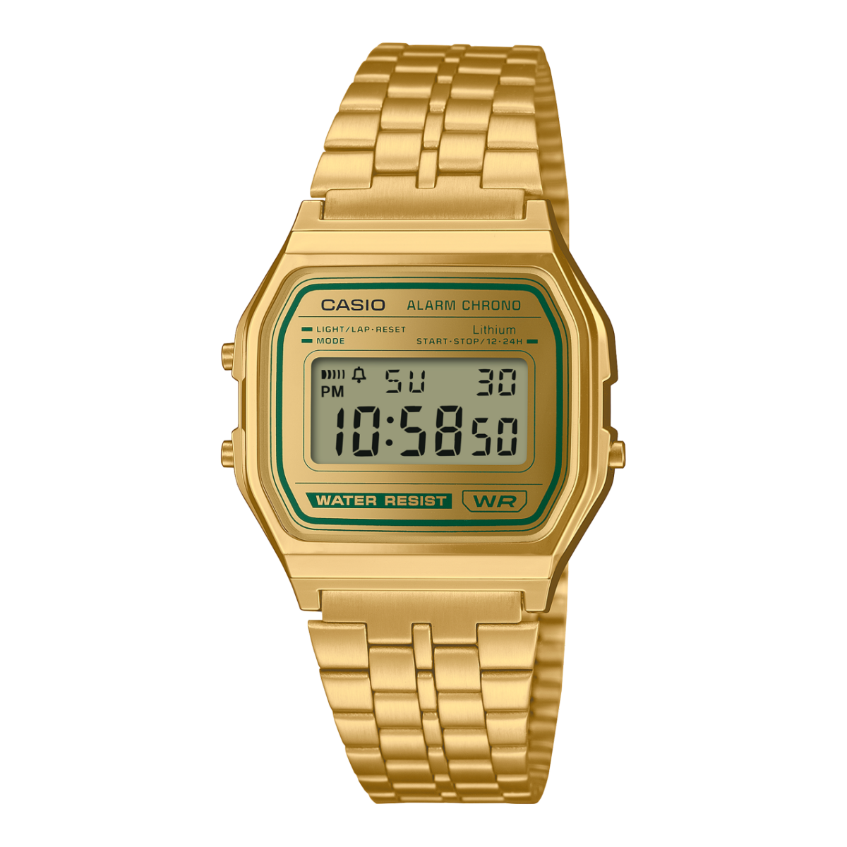 Casio Digital Geen Accent WR Gold Case & Band Watch - A158WEGV-9A CASIO Casio Digital Geen Accent WR Gold Case & Band Watch - A158WEGV-9A CASIO
