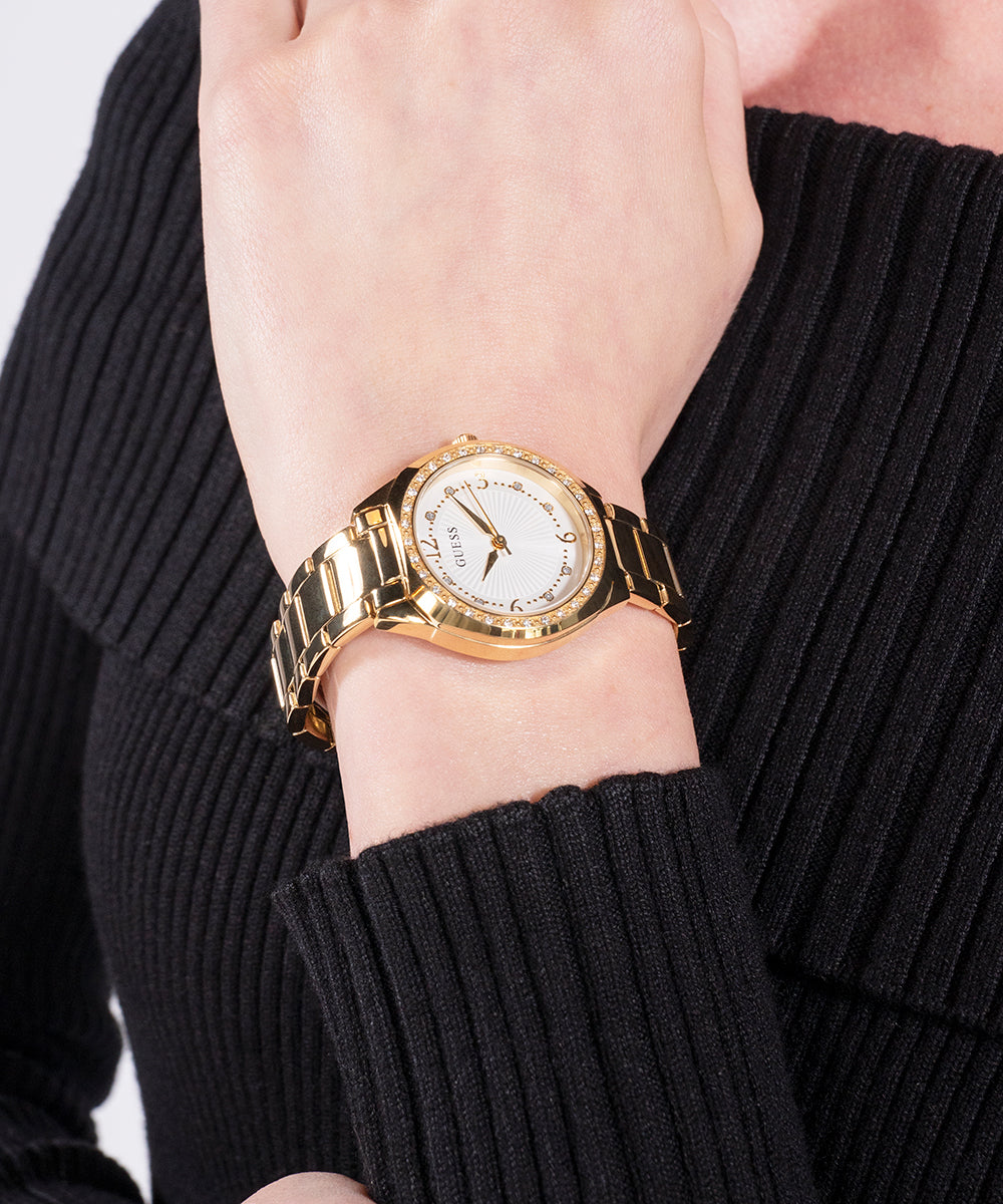 Guess Ladies Charlotte White Dial Quartz Analog Gold Tone - GW0767L2 GUESS Guess Ladies Charlotte White Dial Quartz Analog Gold Tone - GW0767L2 GUESS